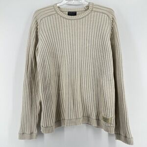 Ralph Lauren Polo Crew Neck Cotton Ribbed Sweater Men's Size 2XL‎ VTG Cream Tan